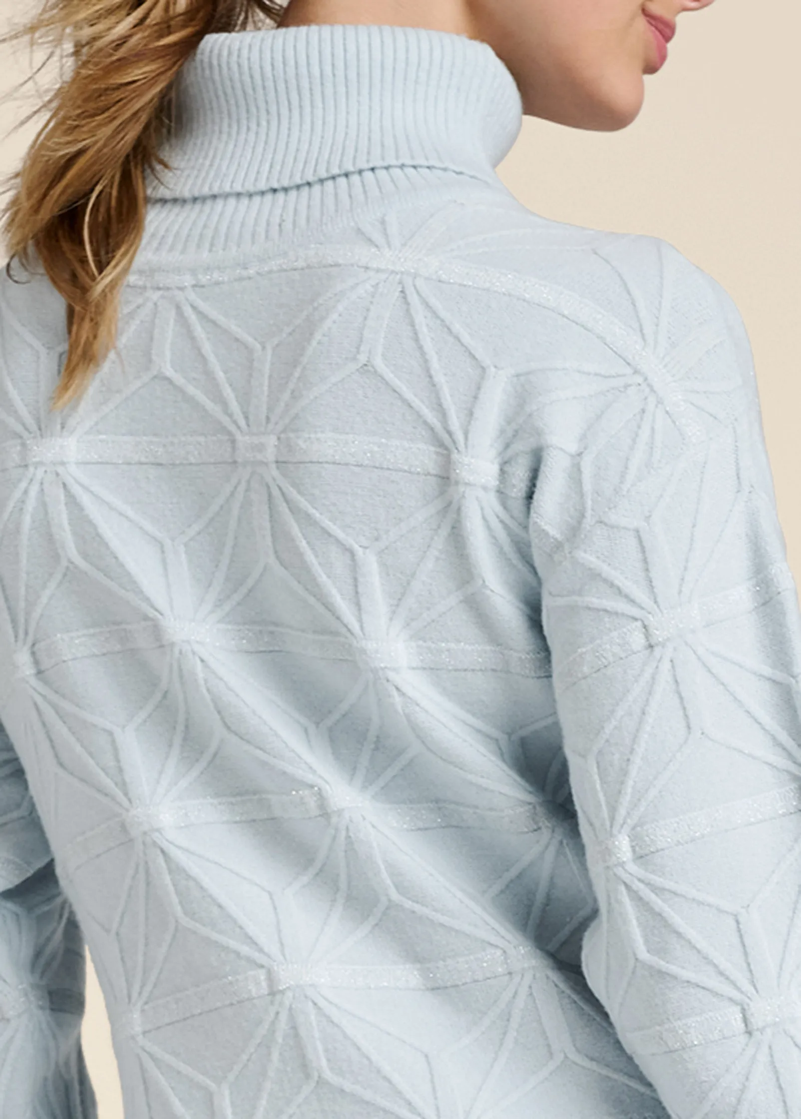 Diamond Cable Turtle Neck Sweater - Light Blue sold by VENUS product image thumbnail 5