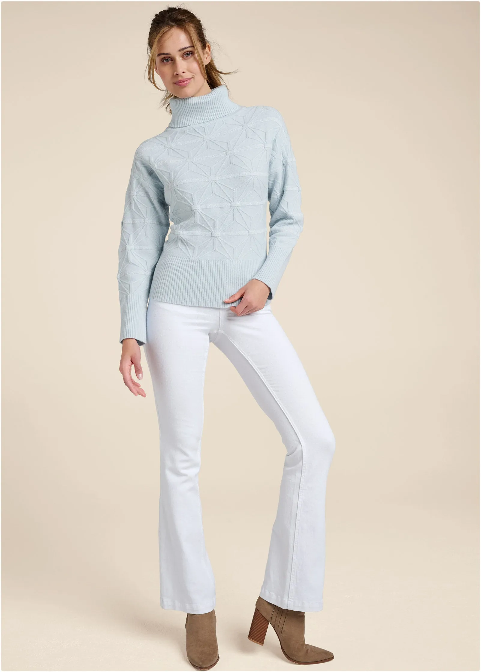 Diamond Cable Turtle Neck Sweater - Light Blue sold by VENUS product image thumbnail 2