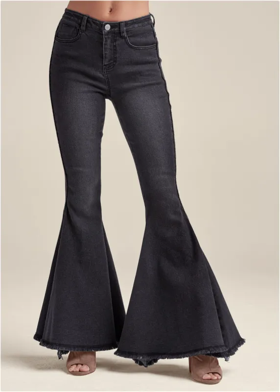 Extreme Flare Jeans - Black Denim sold by VENUS