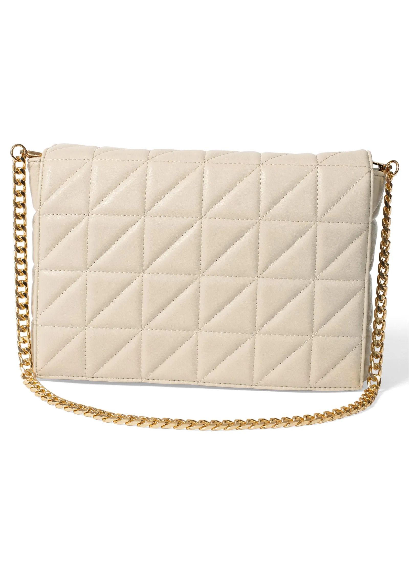 Quilted Chain Handbag - BEIGE GLOW sold by VENUS