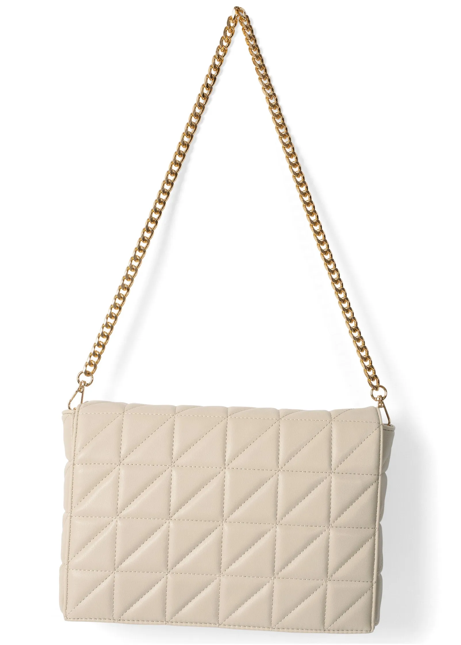 Quilted Chain Handbag - BEIGE GLOW sold by VENUS product image thumbnail 4