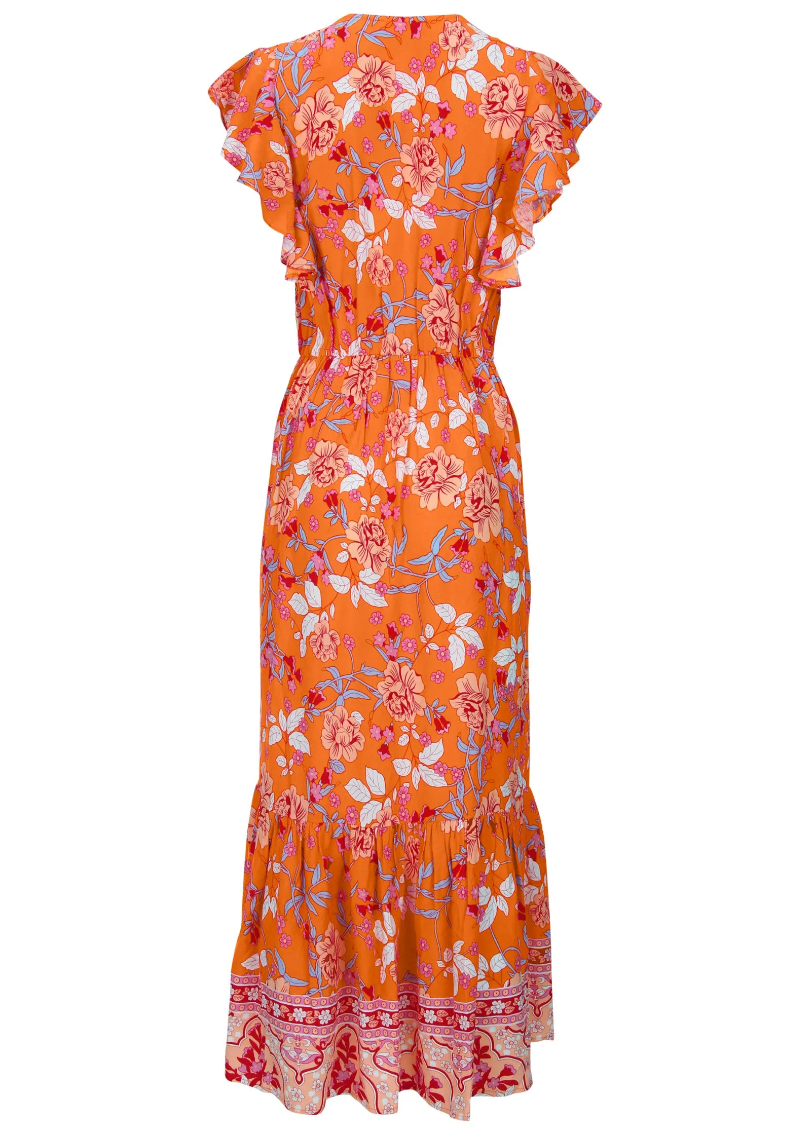 Flutter Sleeve Midi Dress - Orange Multi sold by VENUS product image thumbnail 4