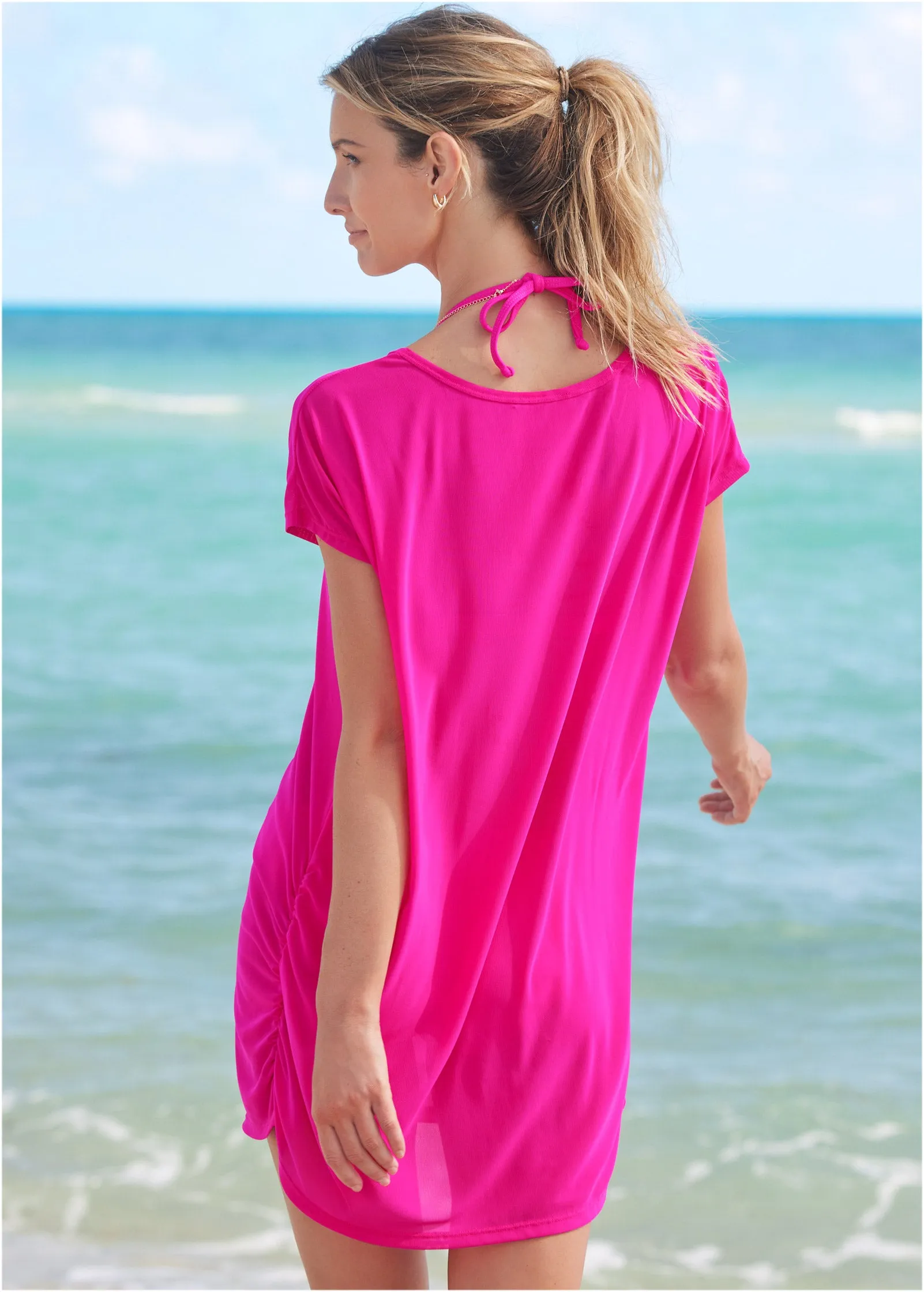 Relaxed Tunic Cover-Up - Electric Pink sold by VENUS product image thumbnail 2