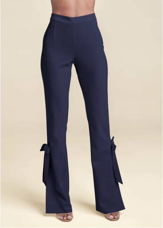 Tie Bow Hem Pants - Navy sold by VENUS