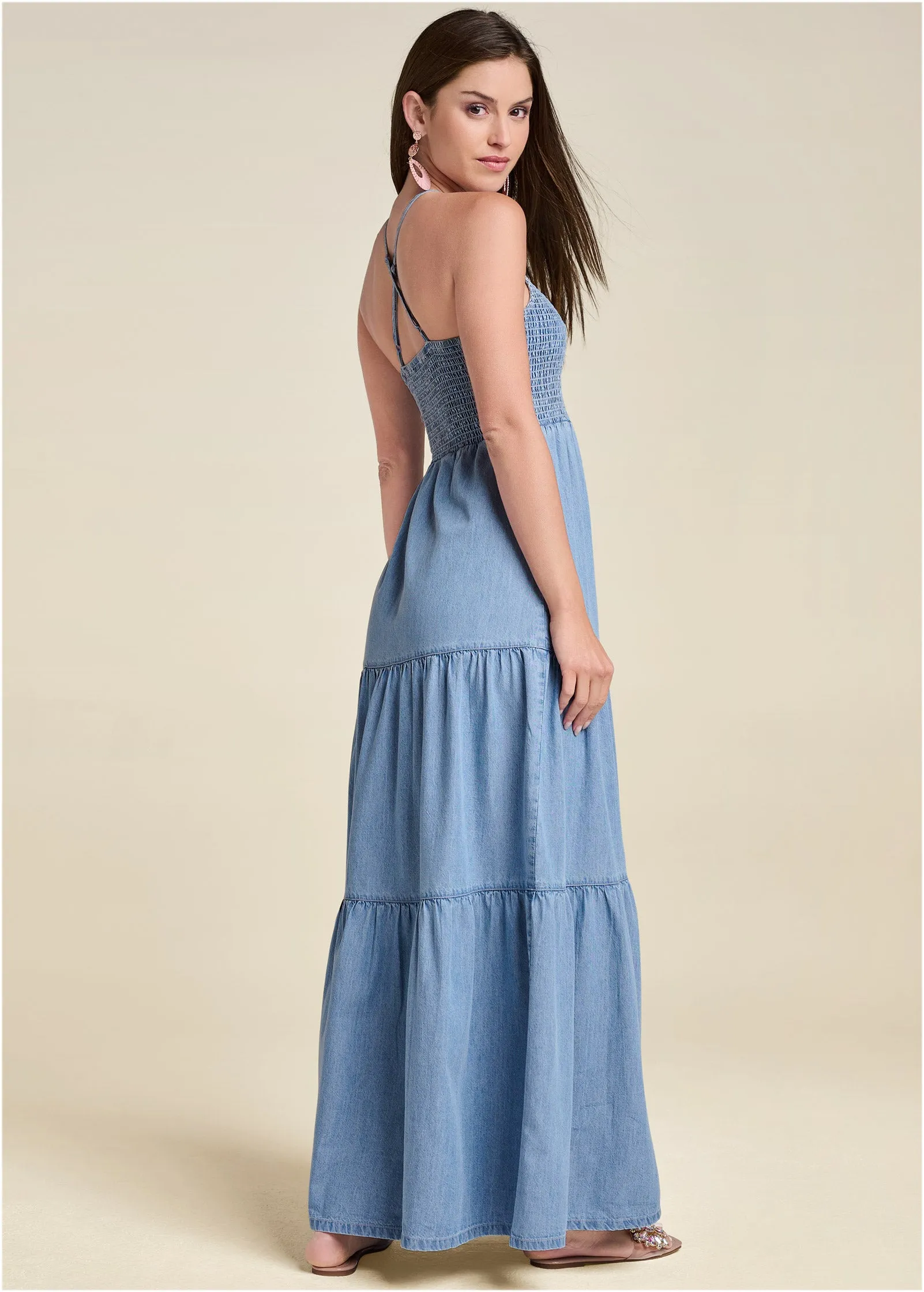 Smocked Chambray Dress - Light Wash sold by VENUS product image thumbnail 2