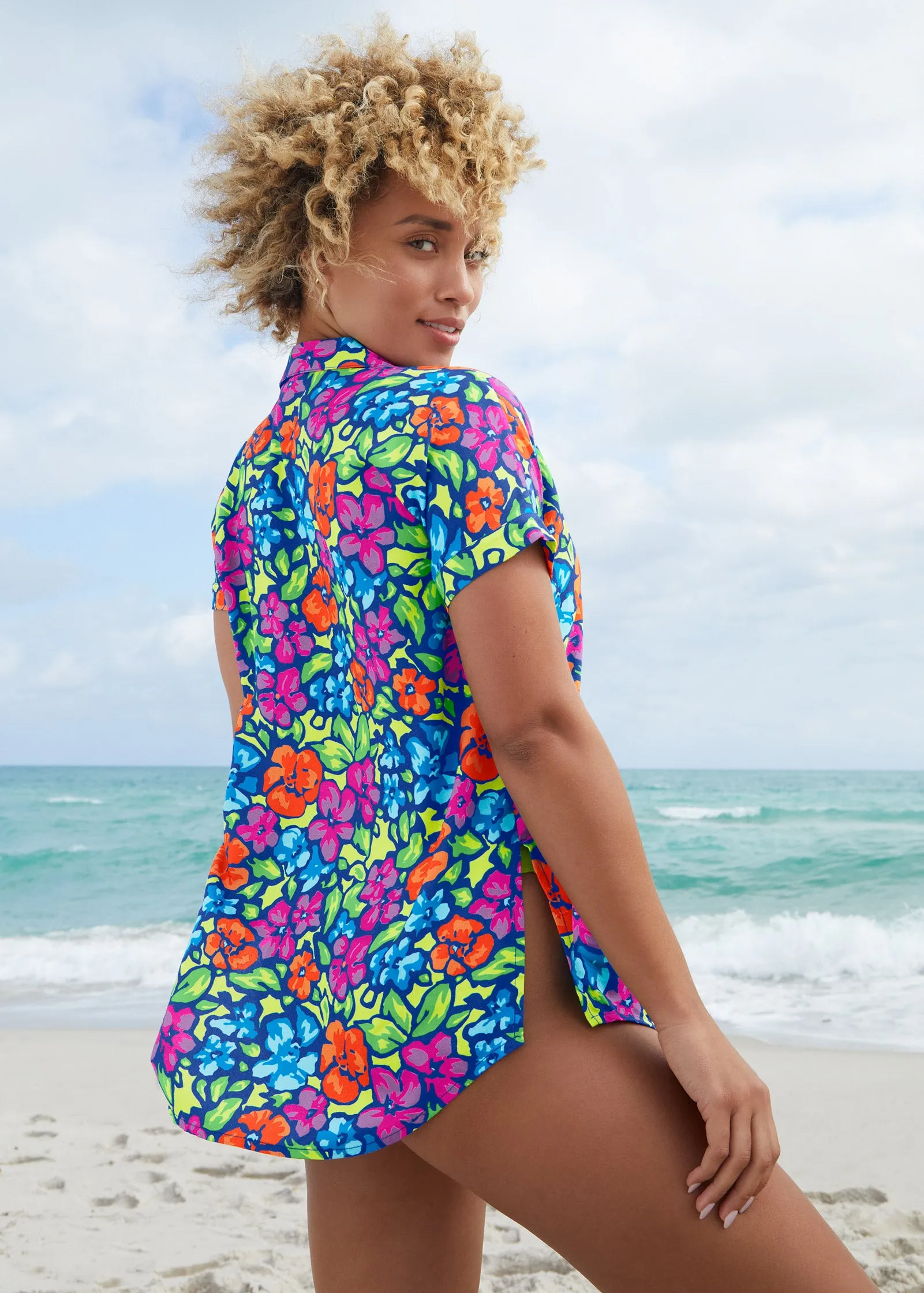Beach Button Down Shirt - Flower Garden sold by VENUS product image thumbnail 2