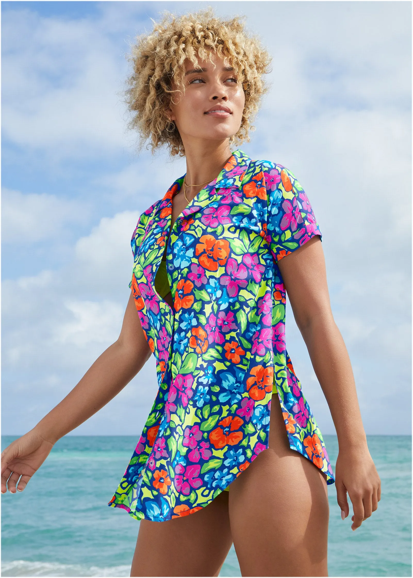 Beach Button Down Shirt - Flower Garden sold by VENUS product image thumbnail 3