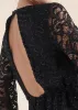 Sequin Lace Open-Back Romper - Black sold by VENUS