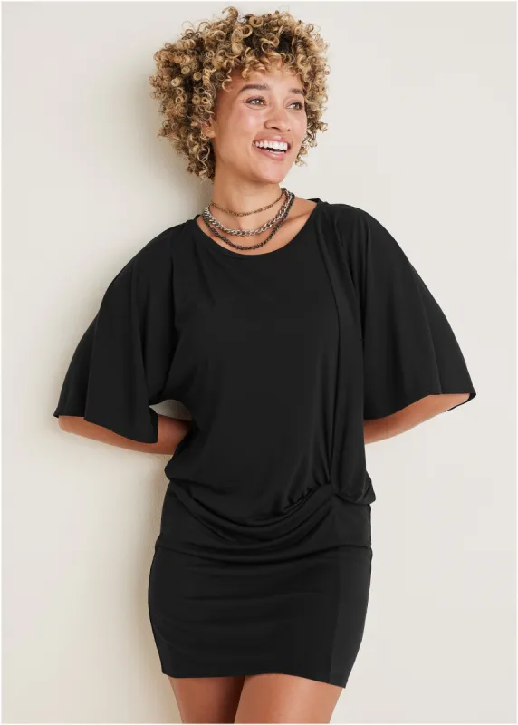 Hip Twist Mini Dress - Black sold by VENUS