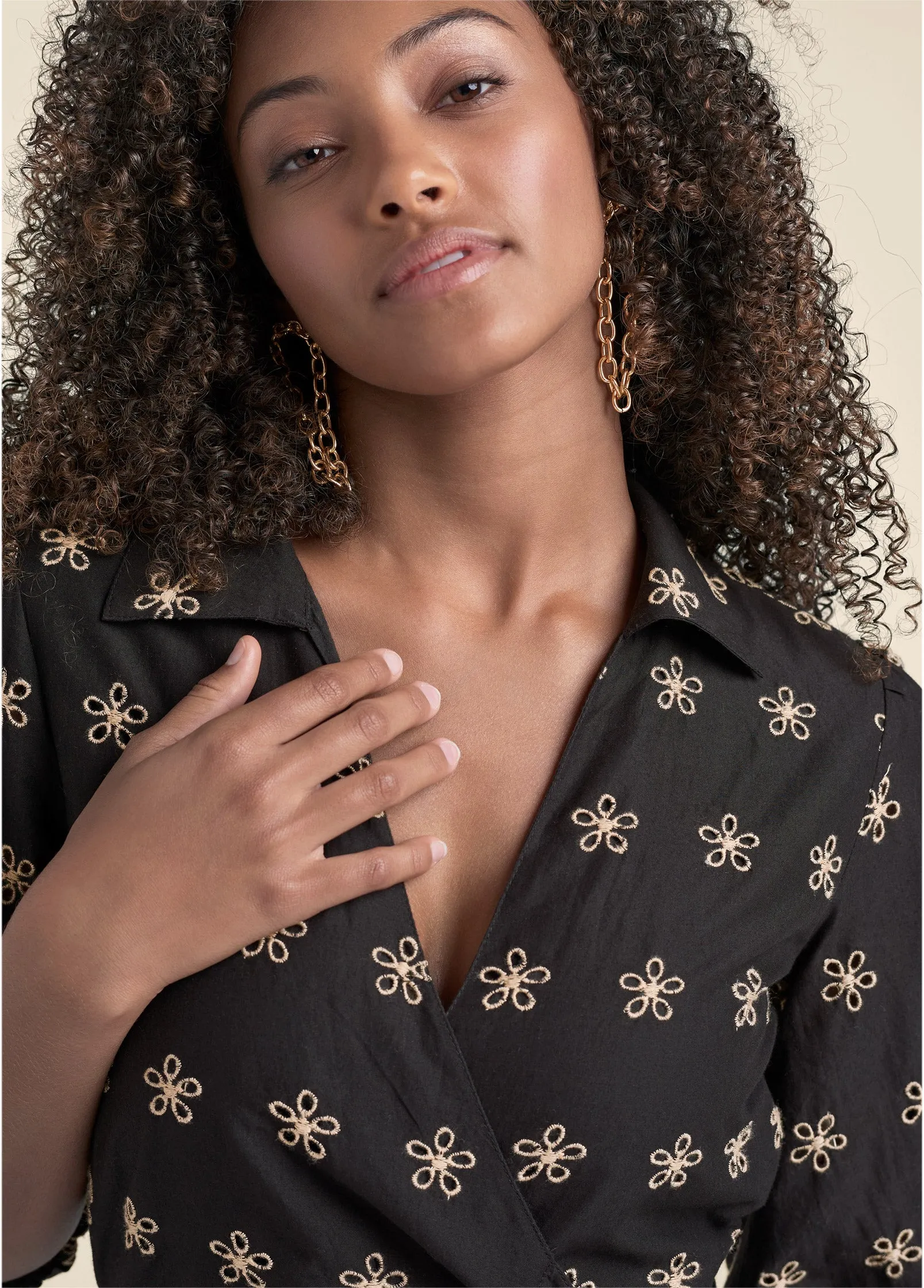 Eyelet Wrap Tie Romper - Black & Taupe sold by VENUS product image thumbnail 3