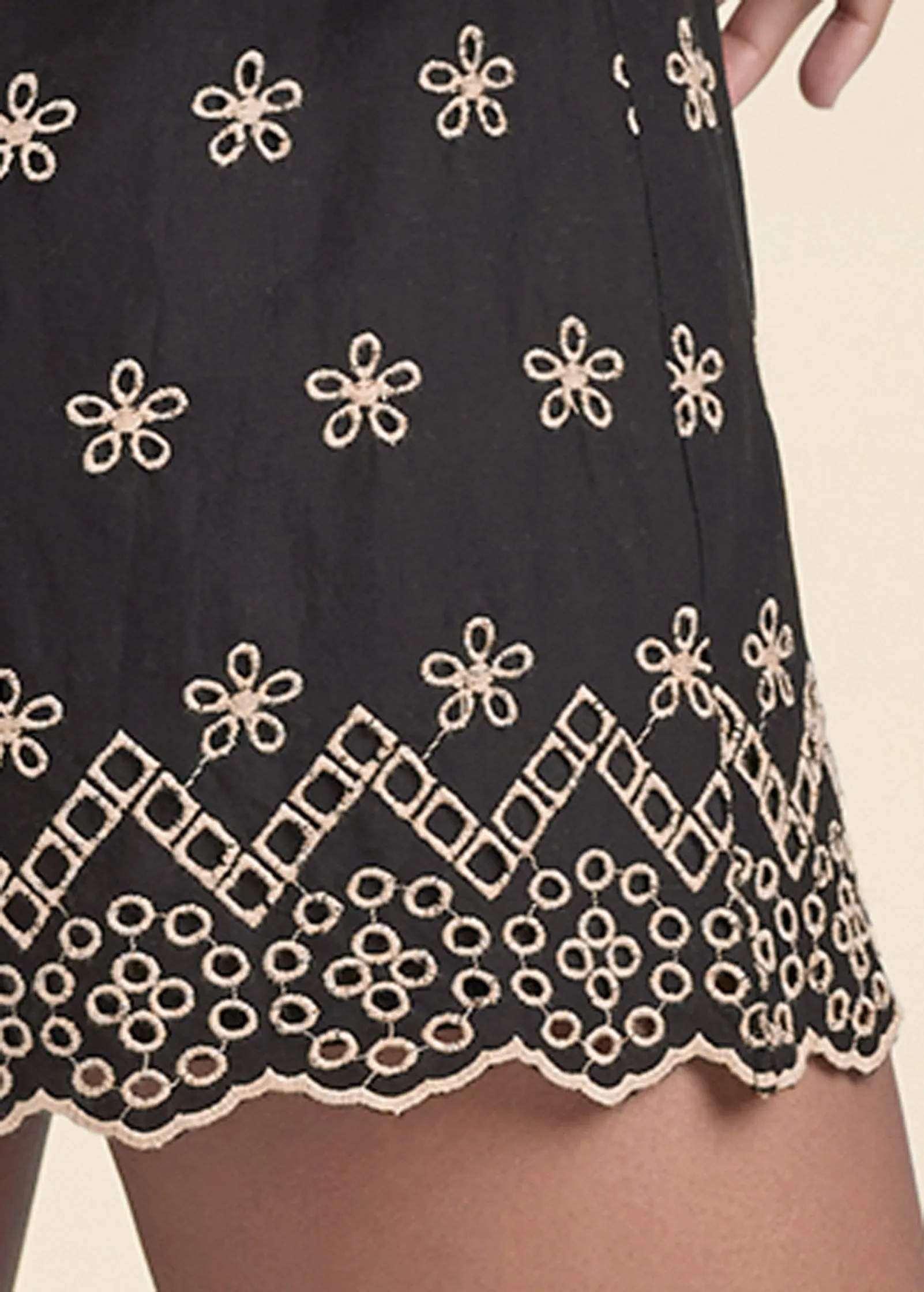 Eyelet Wrap Tie Romper - Black & Taupe sold by VENUS product image thumbnail 4