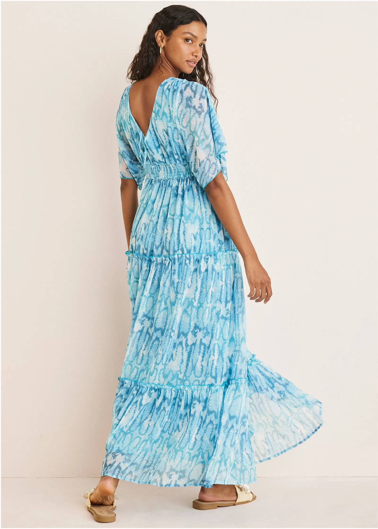 Flutter Sleeve Maxi Dress - Water Snake sold by VENUS product image thumbnail 2
