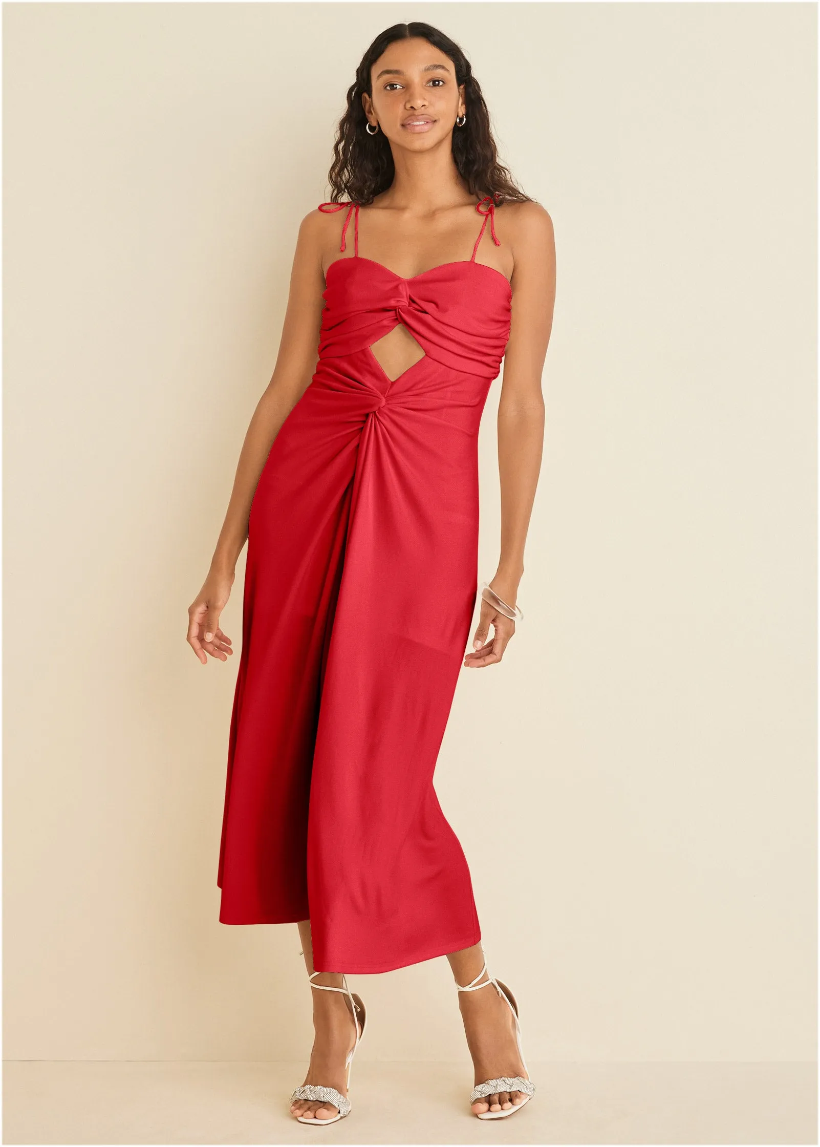 Ruched Cutout Maxi Dress - Red sold by VENUS