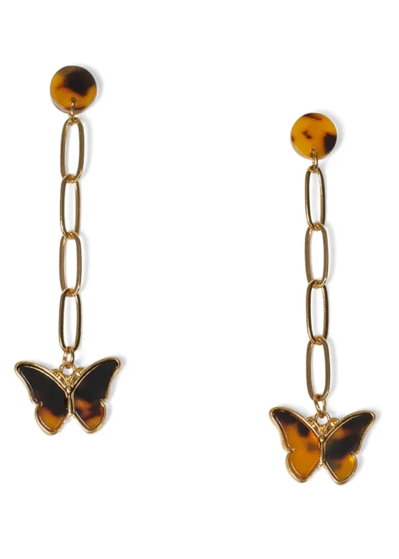 Butterfly Chain Earrings - Gold Multi sold by VENUS