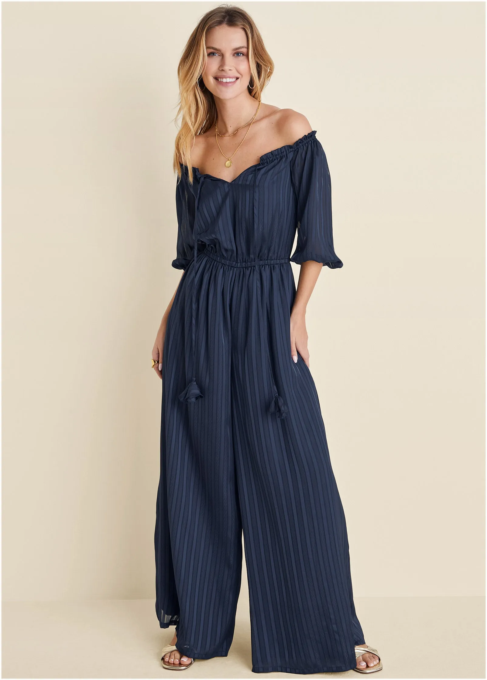 Off-The-Shoulder Jumpsuit - Navy sold by VENUS product image thumbnail 5
