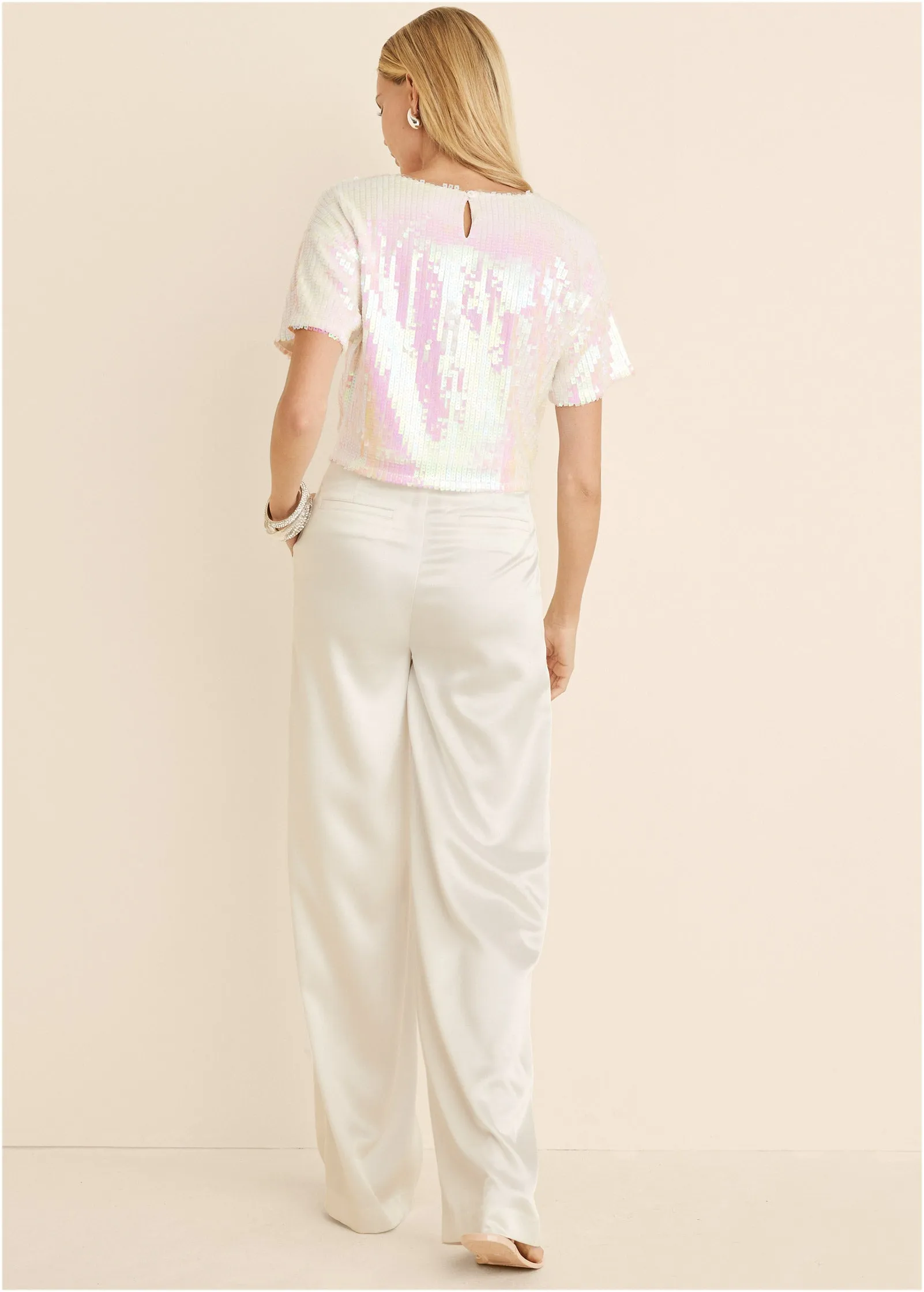 Stretch Sequin Top - Pearl White sold by VENUS product image thumbnail 2