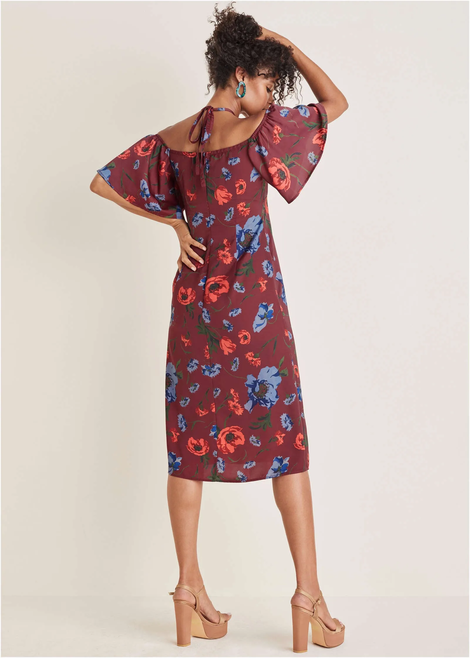 Flutter Sleeve Midi Dress - Forest Floral sold by VENUS product image thumbnail 2