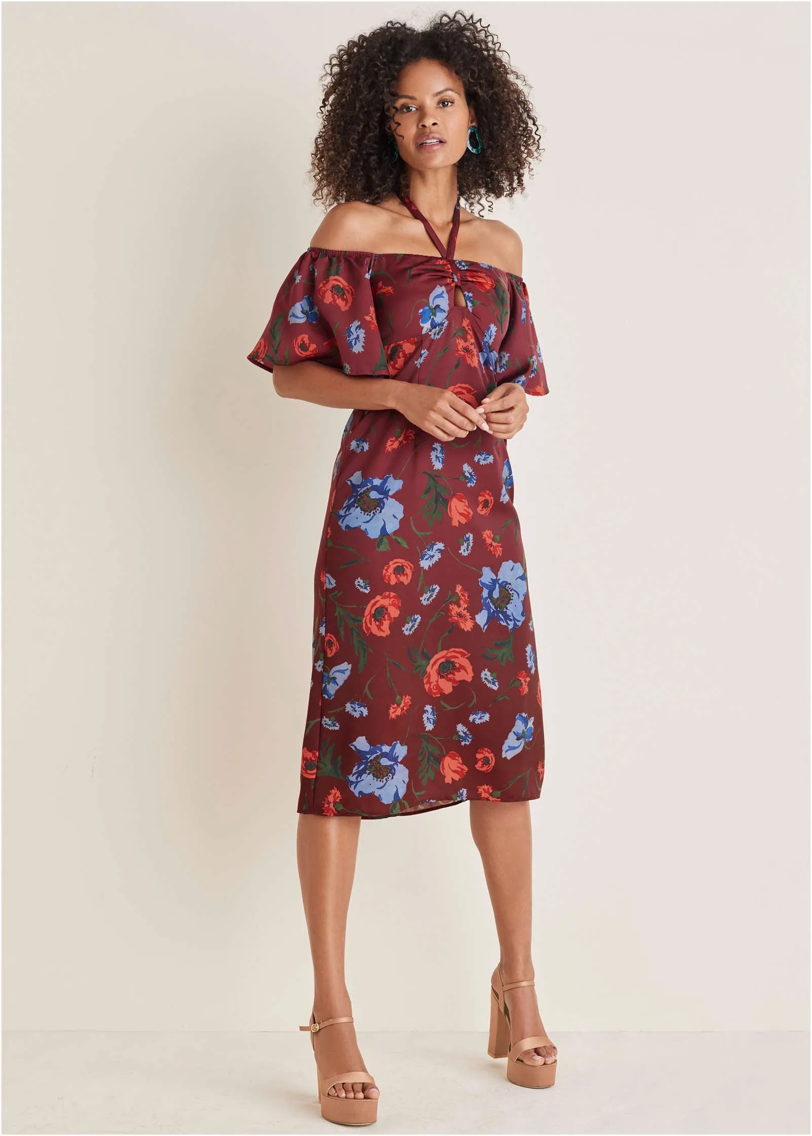 Flutter Sleeve Midi Dress - Forest Floral sold by VENUS