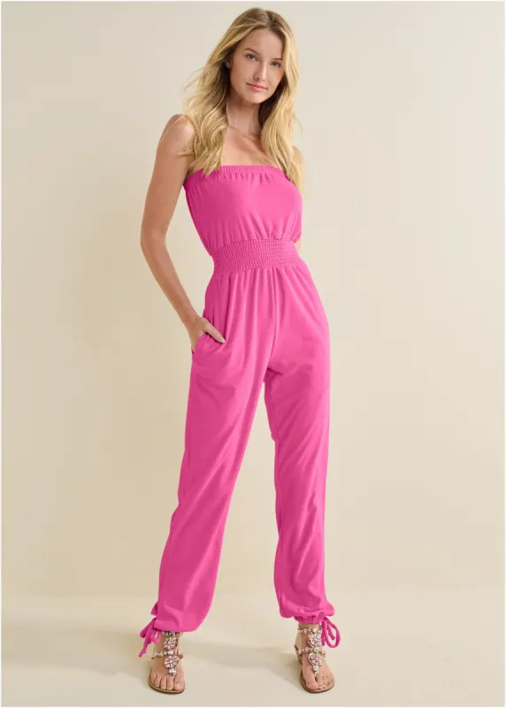 Strapless terry jumpsuit - Pink sold by VENUS