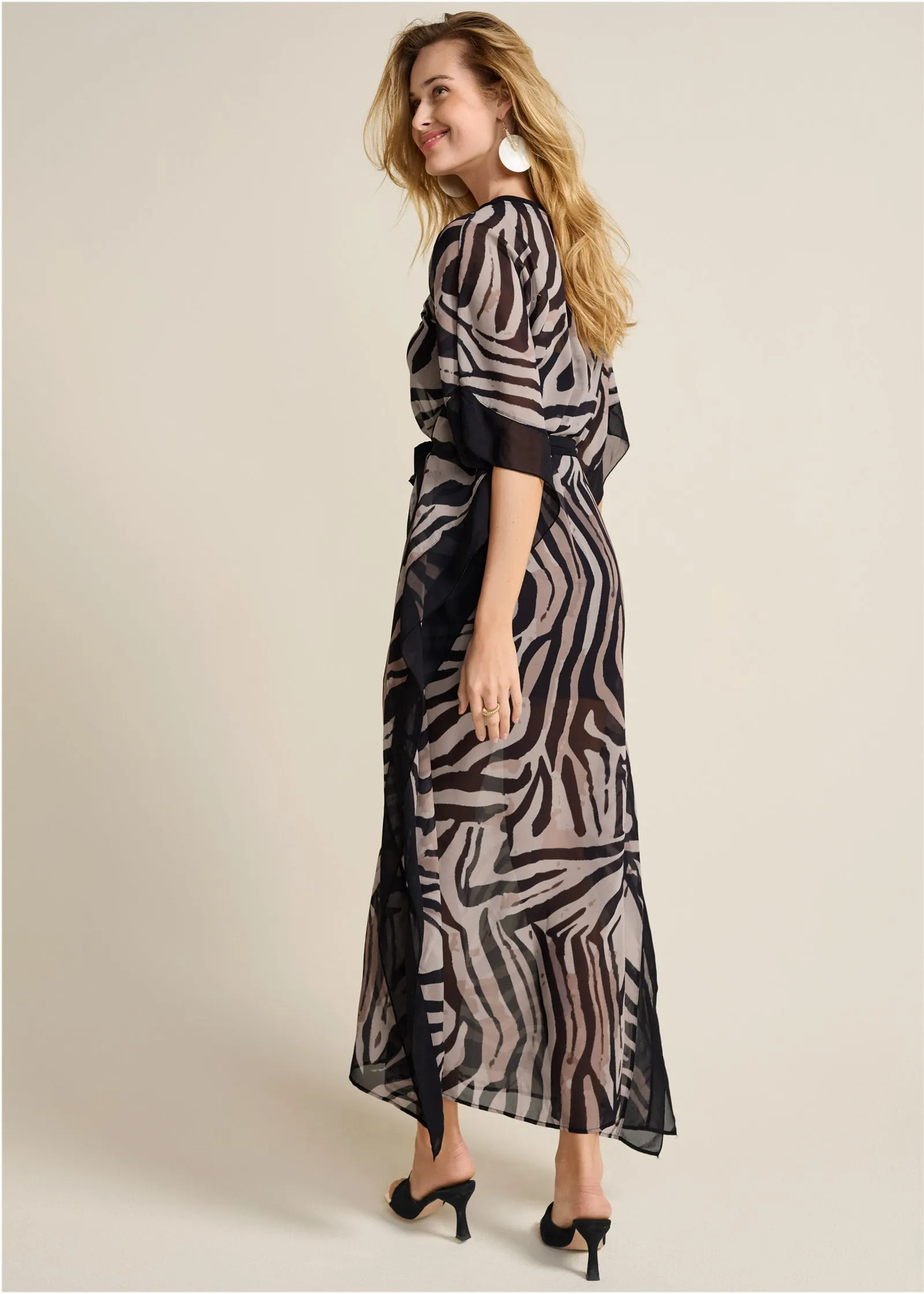 Animal Print Caftan Dress - Black & Natural sold by VENUS product image thumbnail 2