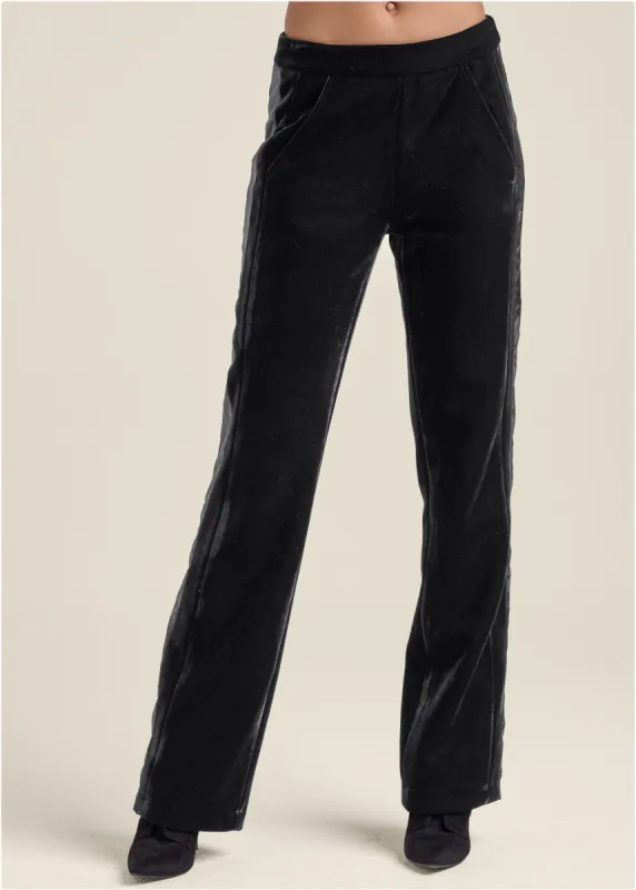 Velvet Satin Wide-Leg Pants  - Black sold by VENUS