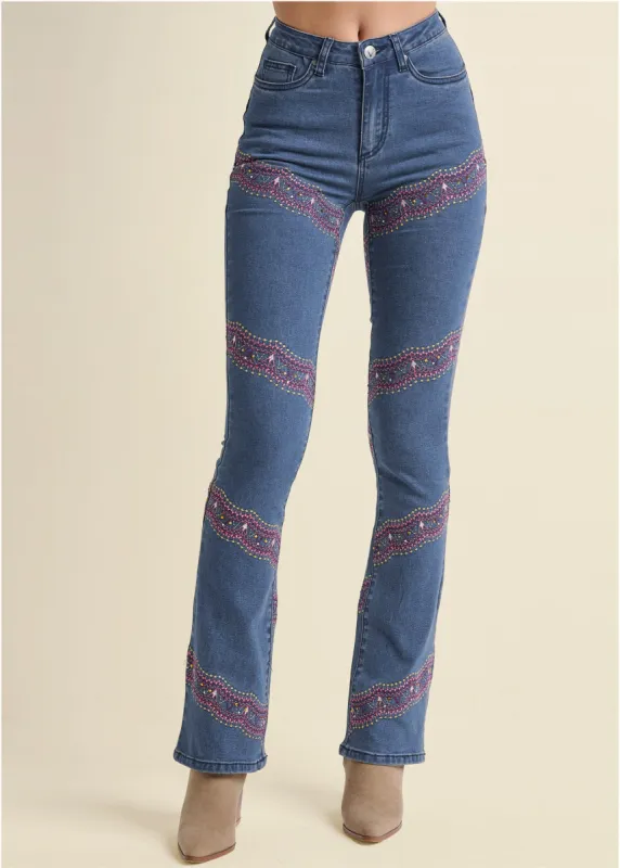 Embellished Bootcut Jeans - Medium Wash sold by VENUS