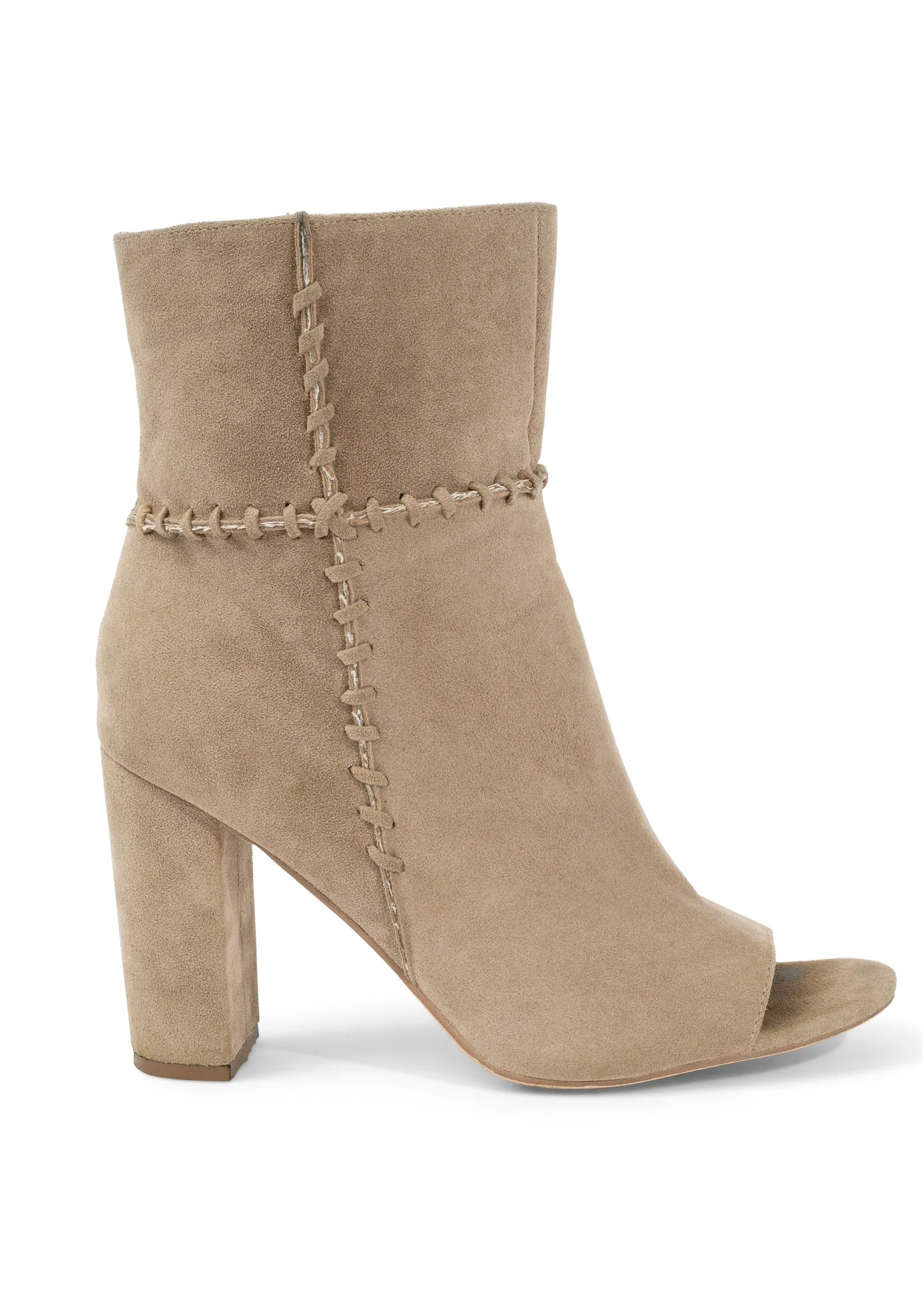 Whipstitch Peep Toe Booties - Taupe sold by VENUS product image thumbnail 2