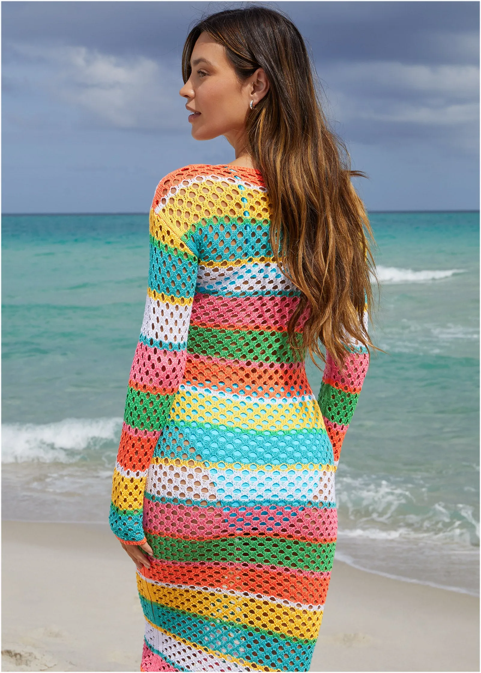 Striped Crotchet Maxi Dress - Colorful Multi sold by VENUS product image thumbnail 2