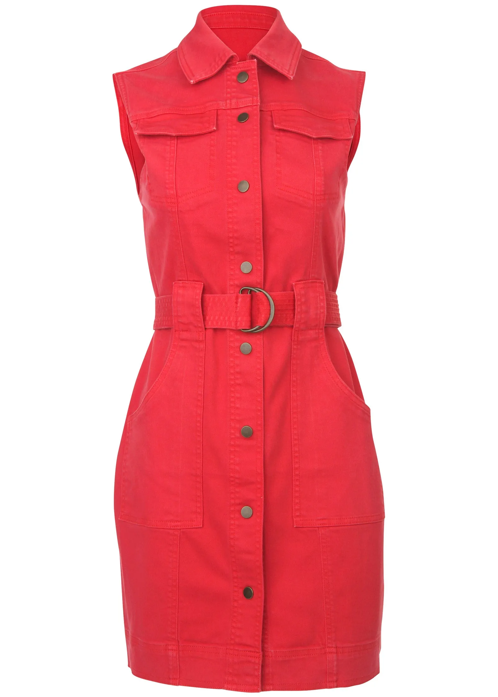 Colored Twill Utility Dress - Scarlet sold by VENUS product image thumbnail 3