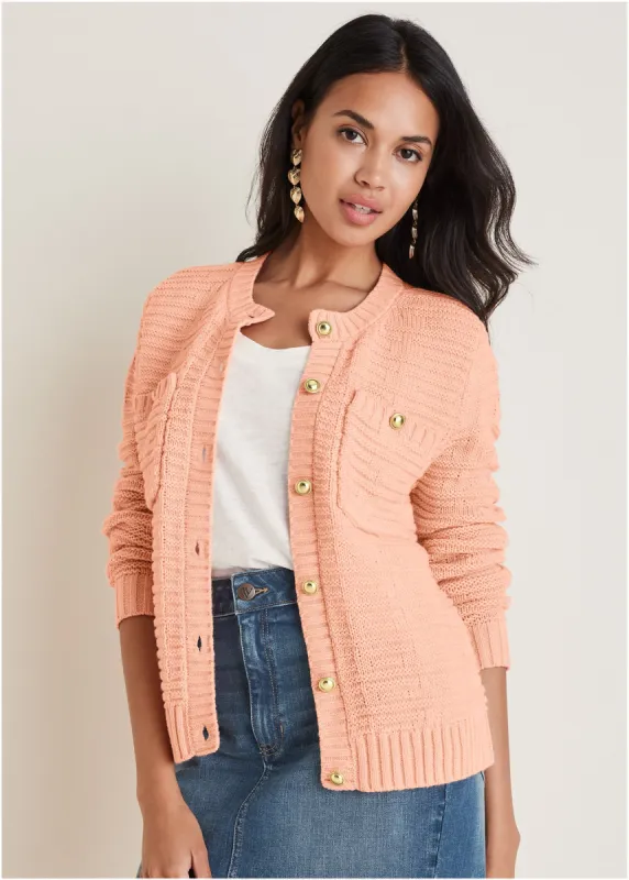 Button Detail Cardigan - Evening Sand made by VENUS