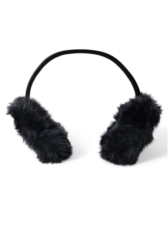 Faux-Fur Ear Muffs - Black sold by VENUS