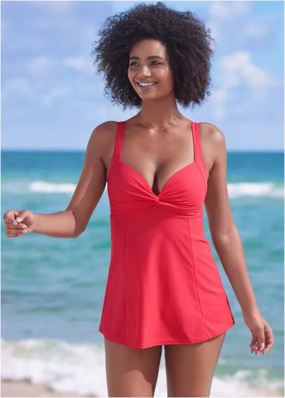 Fit And Flare Swim Dress - Sunset Pink sold by VENUS