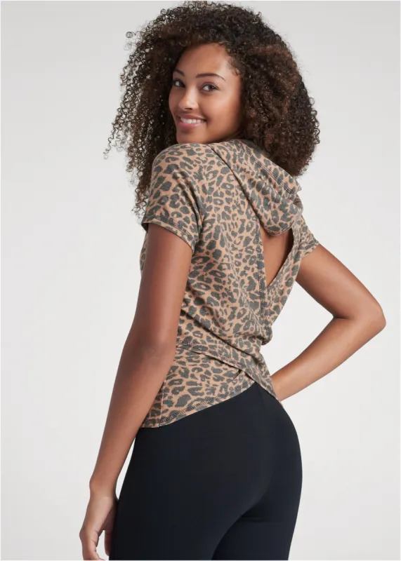 Surplice Back Cheetah Print Top - Brown Multi sold by VENUS