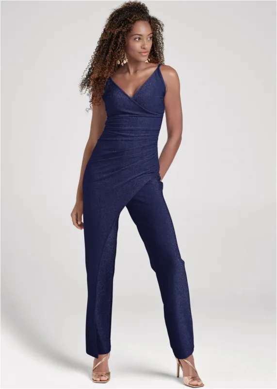 Sparkle Overlay Jumpsuit - Navy sold by VENUS