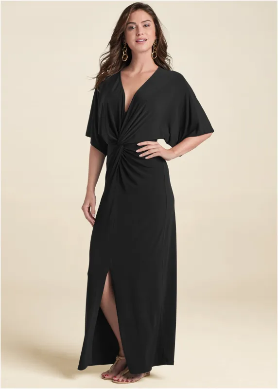Twist Front Maxi Dress - Black sold by VENUS
