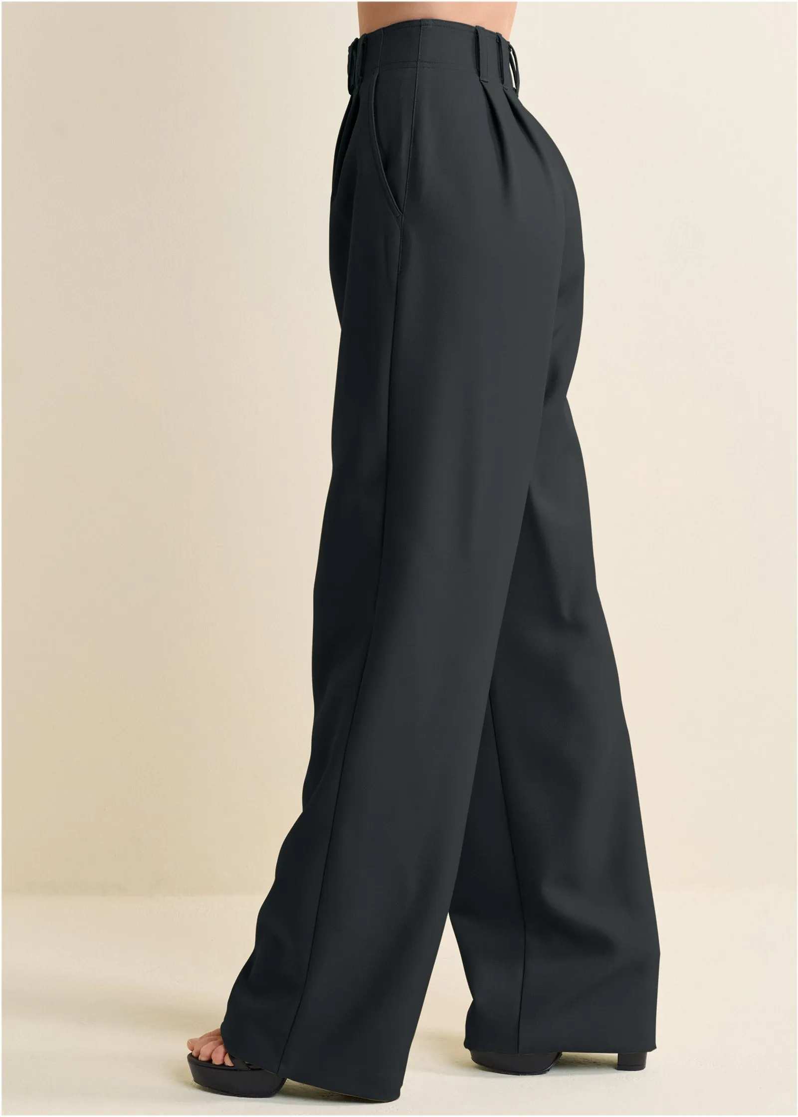 High-Rise Wide-Leg Trousers - Black sold by VENUS product image thumbnail 3