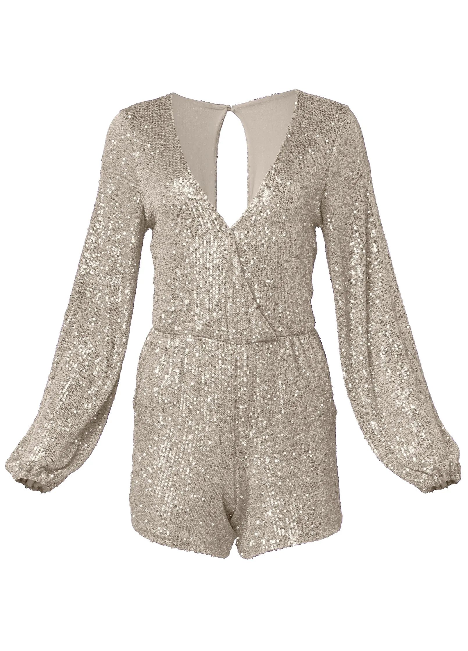 Surplice Sequin Romper - Champagne sold by VENUS product image thumbnail 5