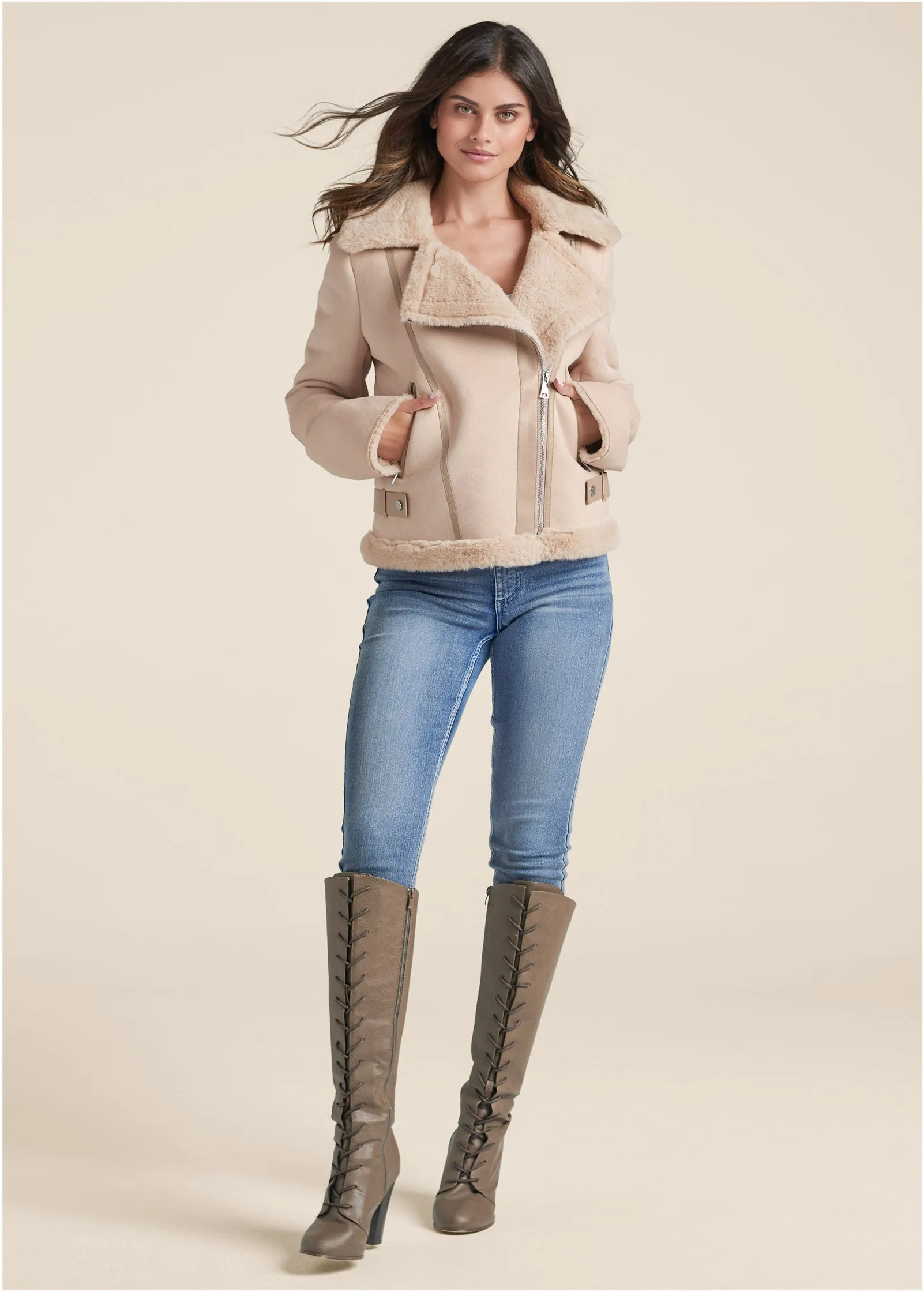 Faux-Shearling Coat - Ivory sold by VENUS product image thumbnail 2