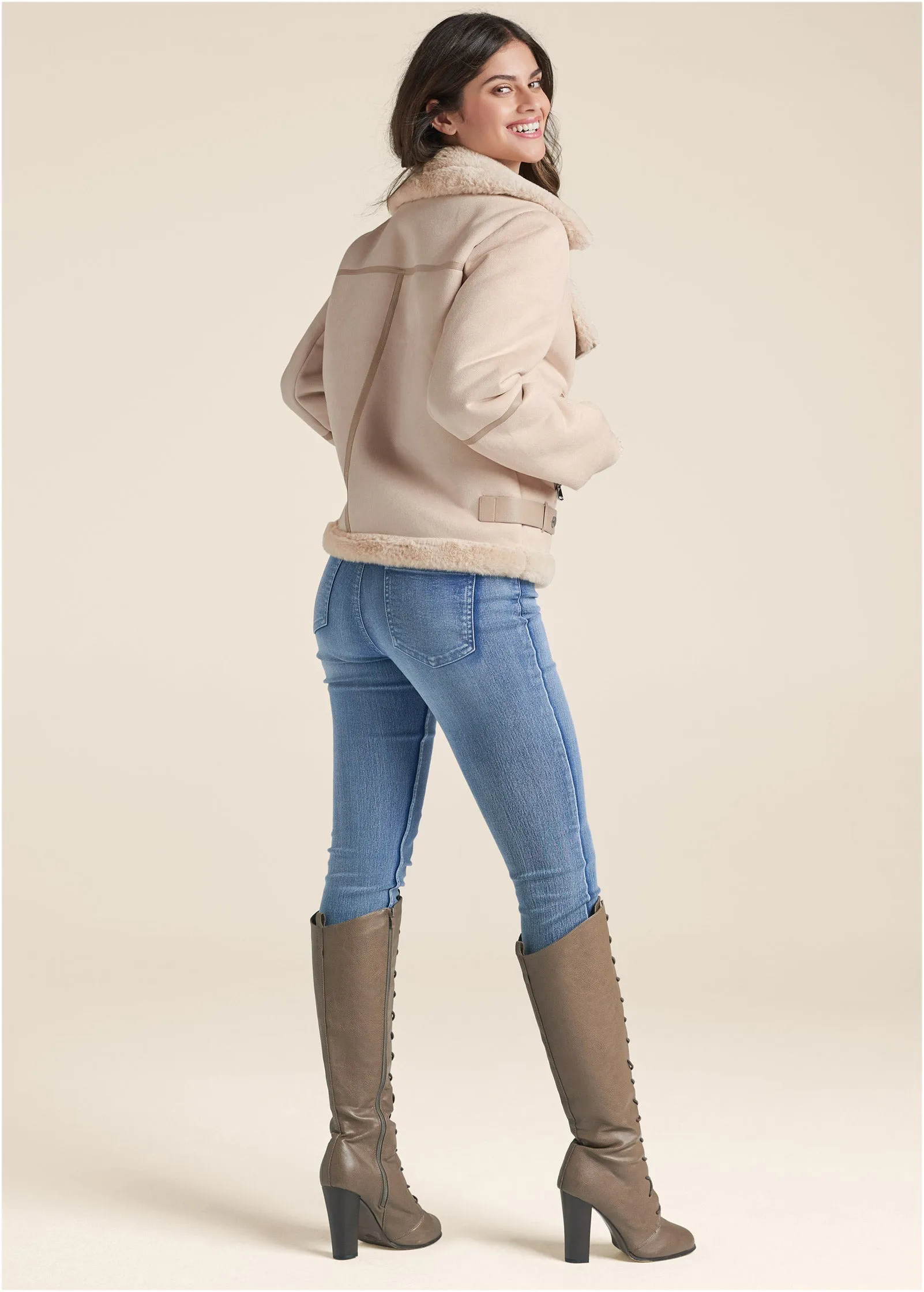 Faux-Shearling Coat - Ivory sold by VENUS product image thumbnail 3