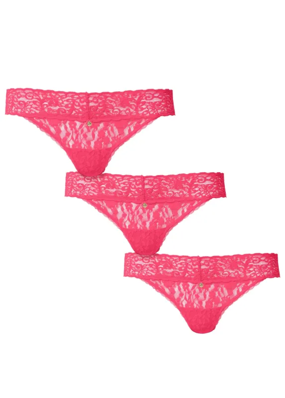 Pearl By VENUS® Allover Lace Thong 3 Pack - Sweet Sangria sold by VENUS