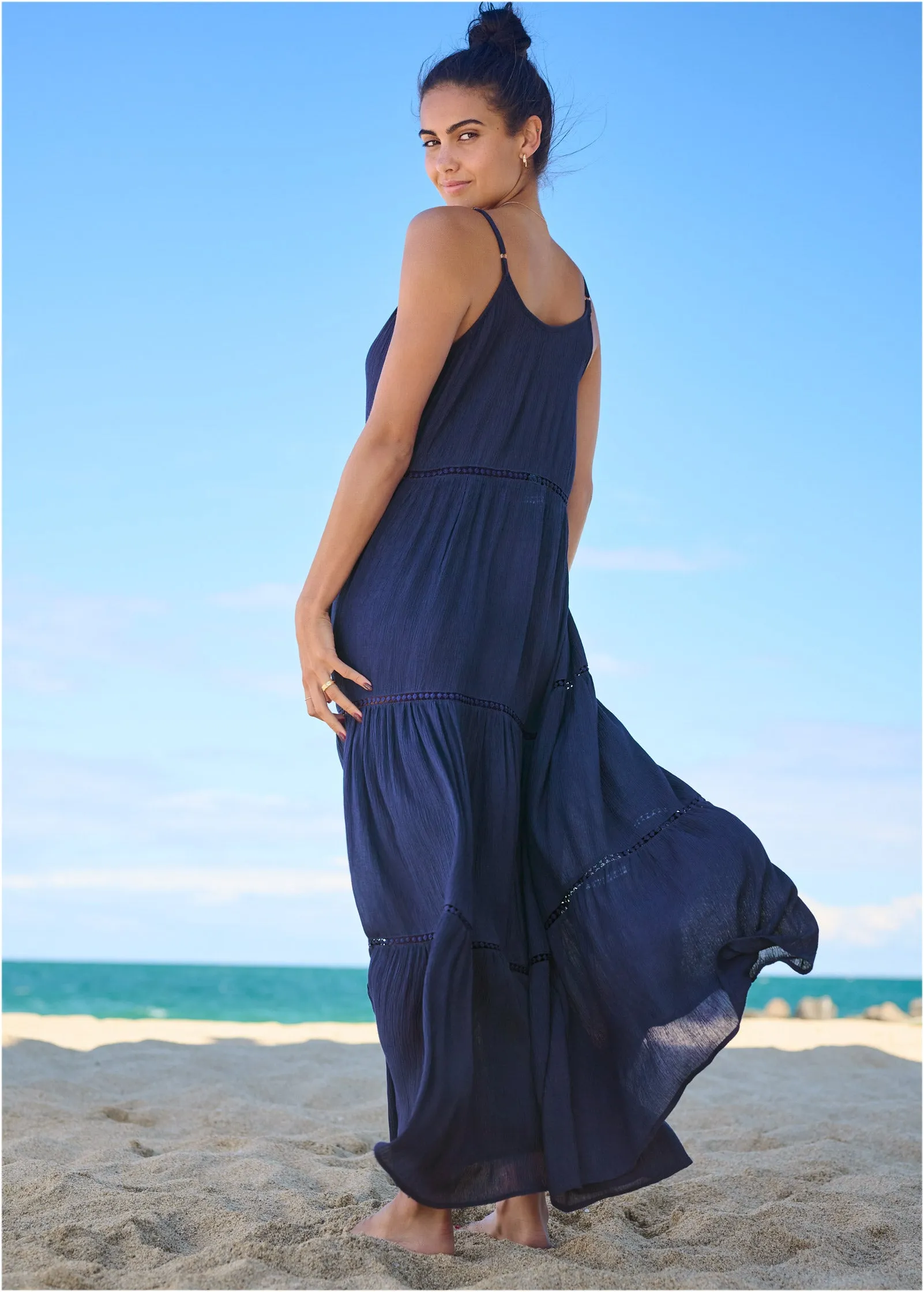 Eyelet Maxi Cover-Up Dress - Ultramarine Blue sold by VENUS product image thumbnail 2