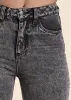 Leopard Cuff Straight Jeans - Black Acid Wash sold by VENUS