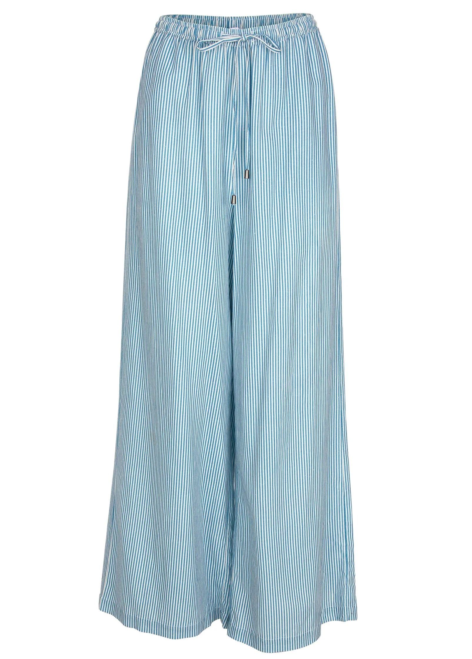 Cotton Linen Wide Leg Pants - Blue Whisper Stripe sold by VENUS product image thumbnail 4