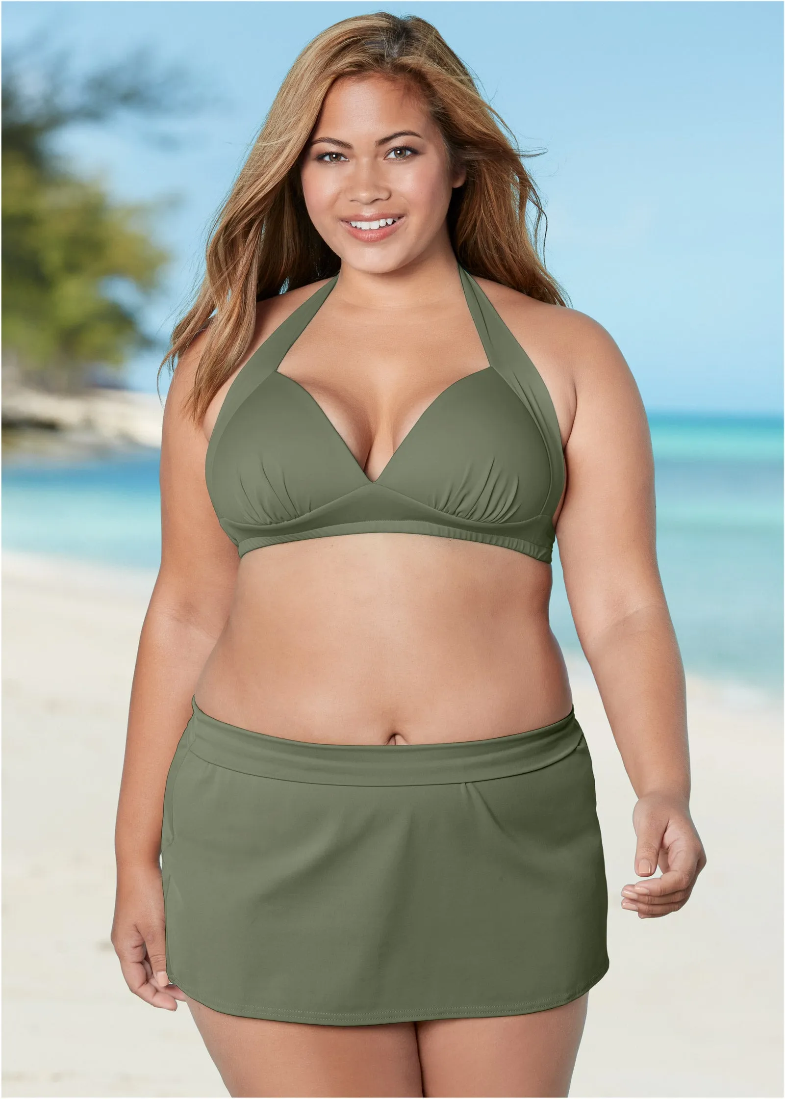 Skirted Swim Bikini Bottom - Army Green sold by VENUS product image thumbnail 2