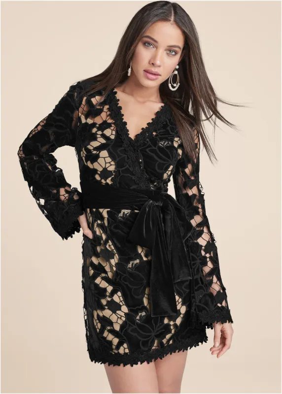 Velvet Lace Dress - Black sold by VENUS