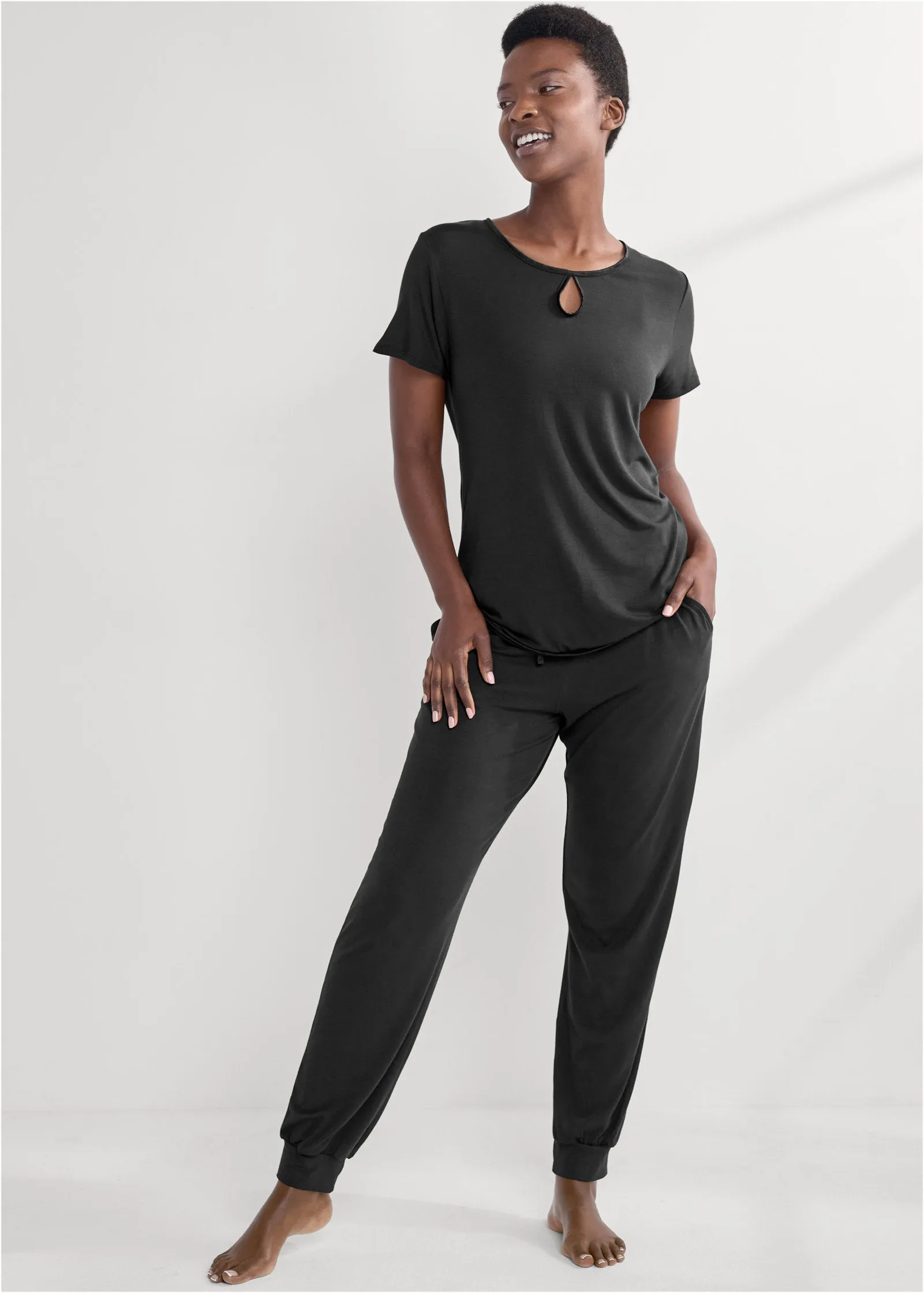 Satin Detail Sleep Top - Black sold by VENUS product image thumbnail 2