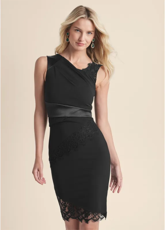 Lace Detail Party Dress - Black sold by VENUS