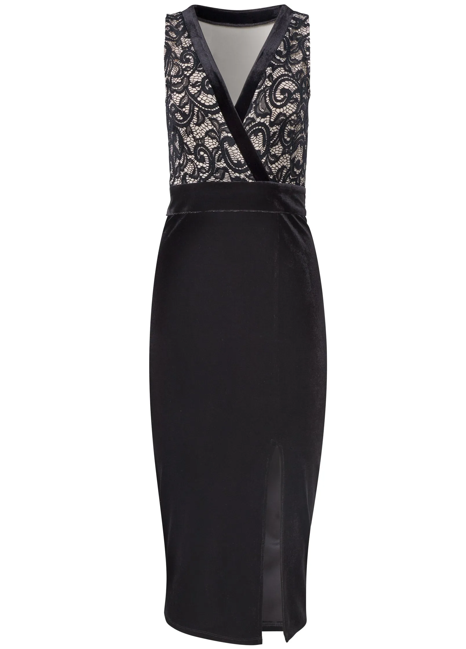 Velvet Lace Bodycon Dress - Black & Nude sold by VENUS product image thumbnail 5
