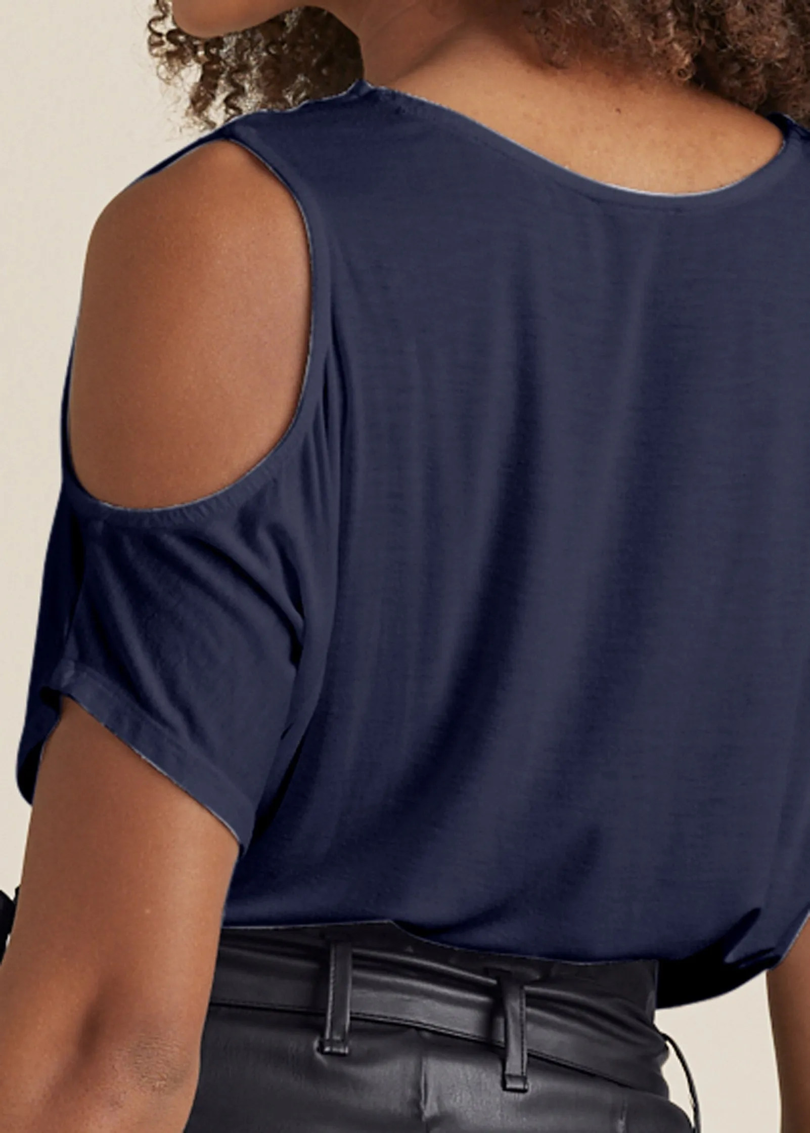 Cold-Shoulder V-Neck Top - Navy sold by VENUS product image thumbnail 4