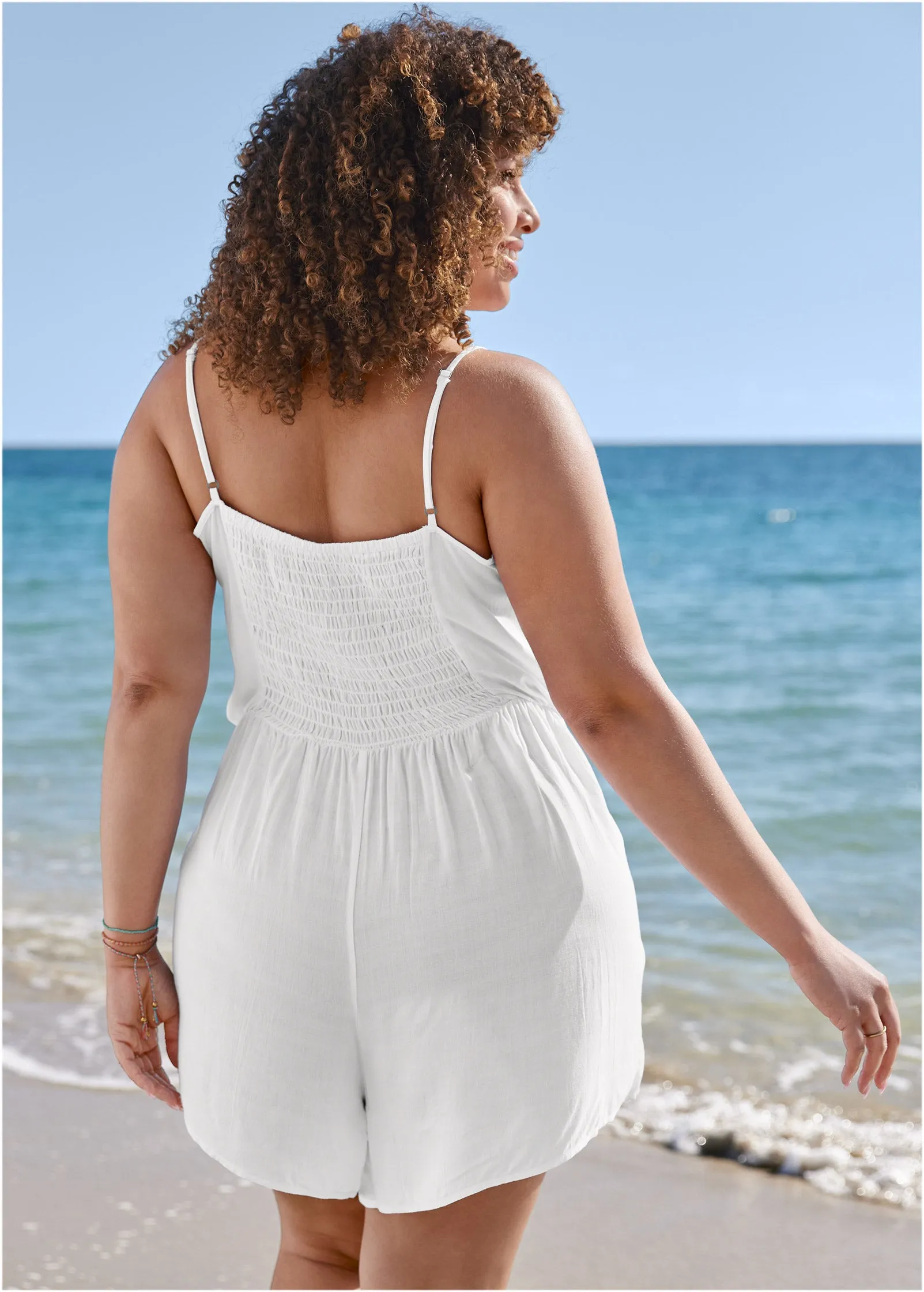 Smocked Back Romper - Pearl White sold by VENUS product image thumbnail 3